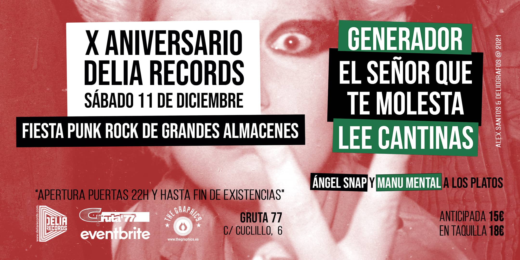 X Aniversario Delia Records [Fiesta Punk Rock De Grandes Almacenes en Madrid @ Gruta 77] Generador & ESQTM & Lee Cantinas